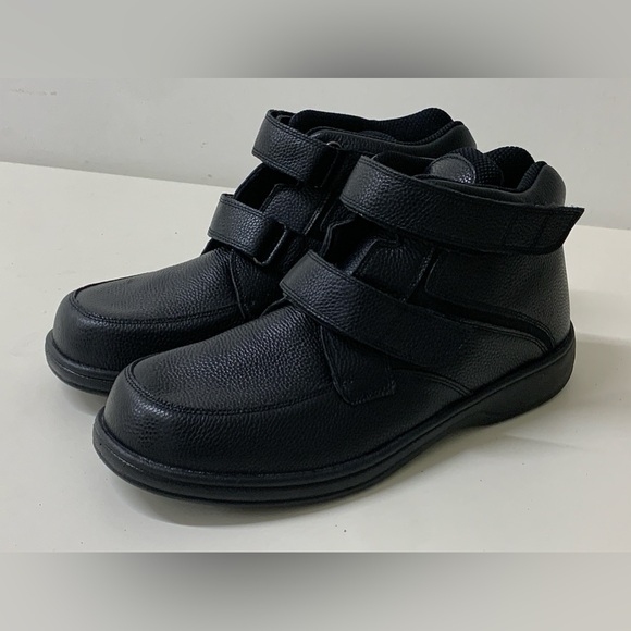 Men’s 14 EE Wide Orthofeet Glacier Gorge Pebbled Leather Hook & Loop Ankle Boots - Picture 16 of 16